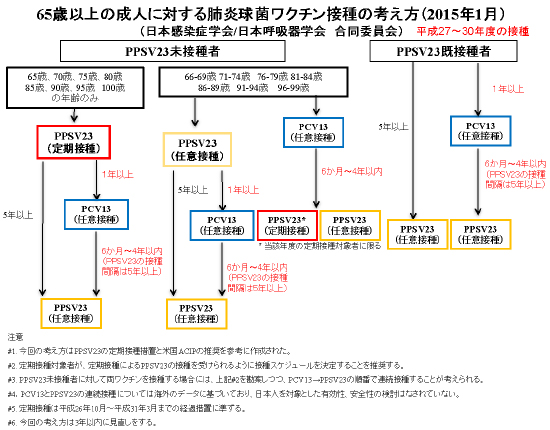 65歳以上の成人に対する肺炎球菌ワクチン接種に関する考え方（2015年1月）